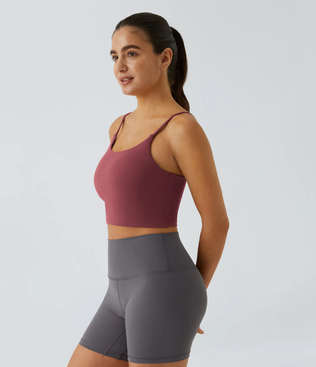 Basic Padded Workout Cropped Low Support Tank Top A-D Cups