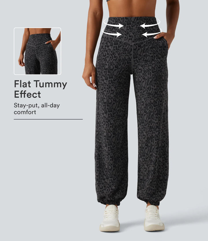 Halara UltraSculpt Leopard Print High Waisted Tummy Control Yoga Joggers with Pockets
