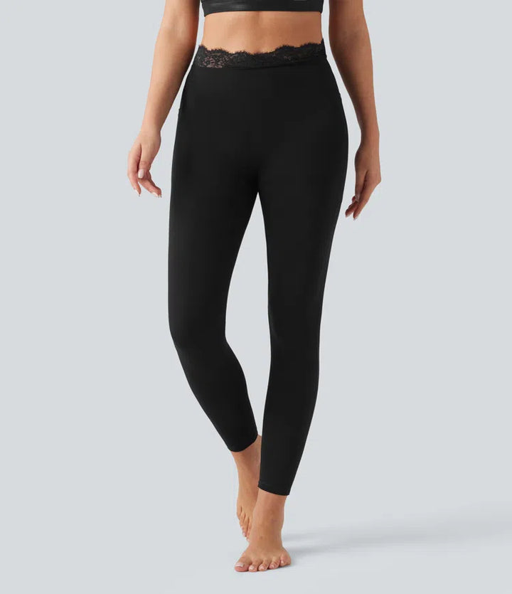 Halara UltraSculpt V-Shaped High Waisted Contrast Lace Yoga Leggings with Pockets