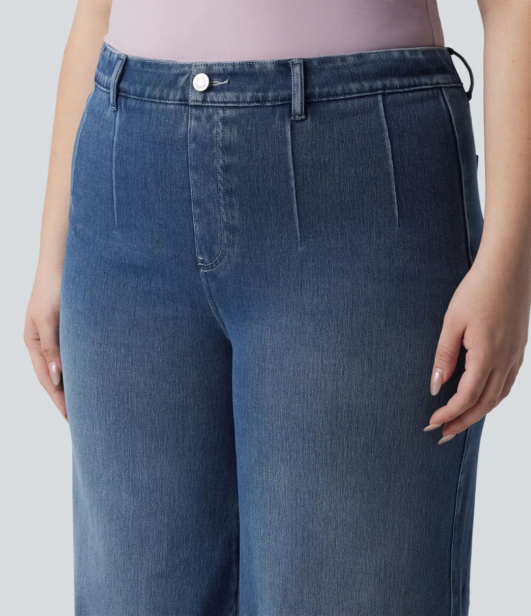 Halara Flex Plus Size High Waisted Tummy Control Wide Leg Casual Jeans with Pockets