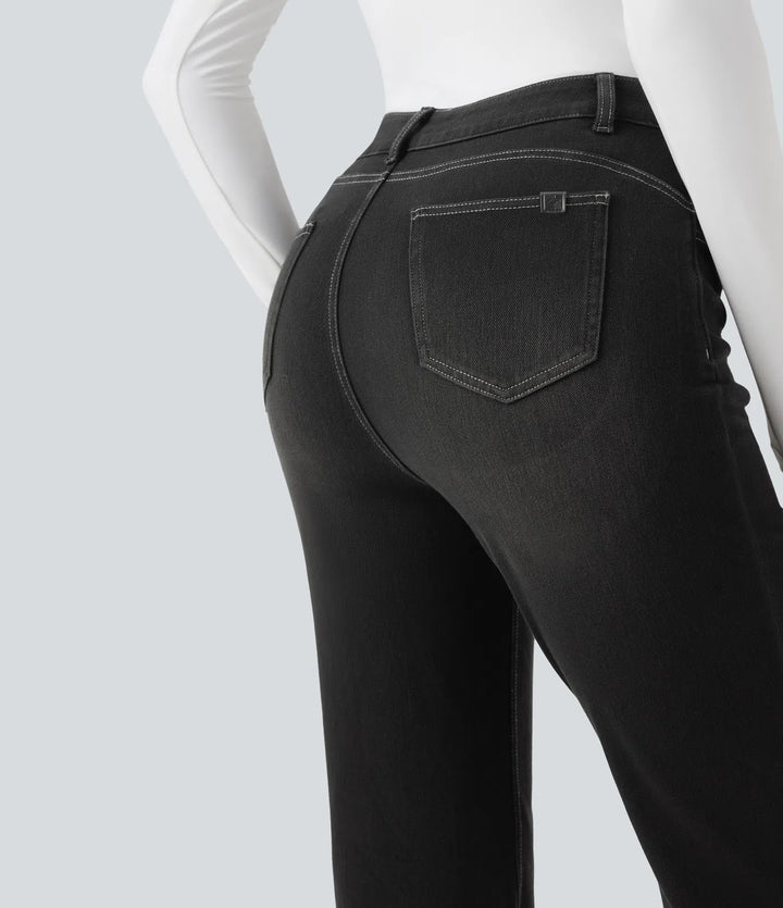 Halara Flex High Waisted Tummy Control Butt Lifting Denim Casual Bootcut Leggings with Pockets