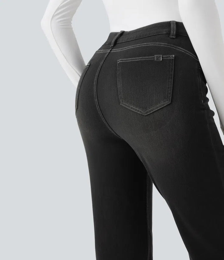 Halara Flex High Waisted Tummy Control Butt Lifting Denim Casual Bootcut Leggings with Pockets