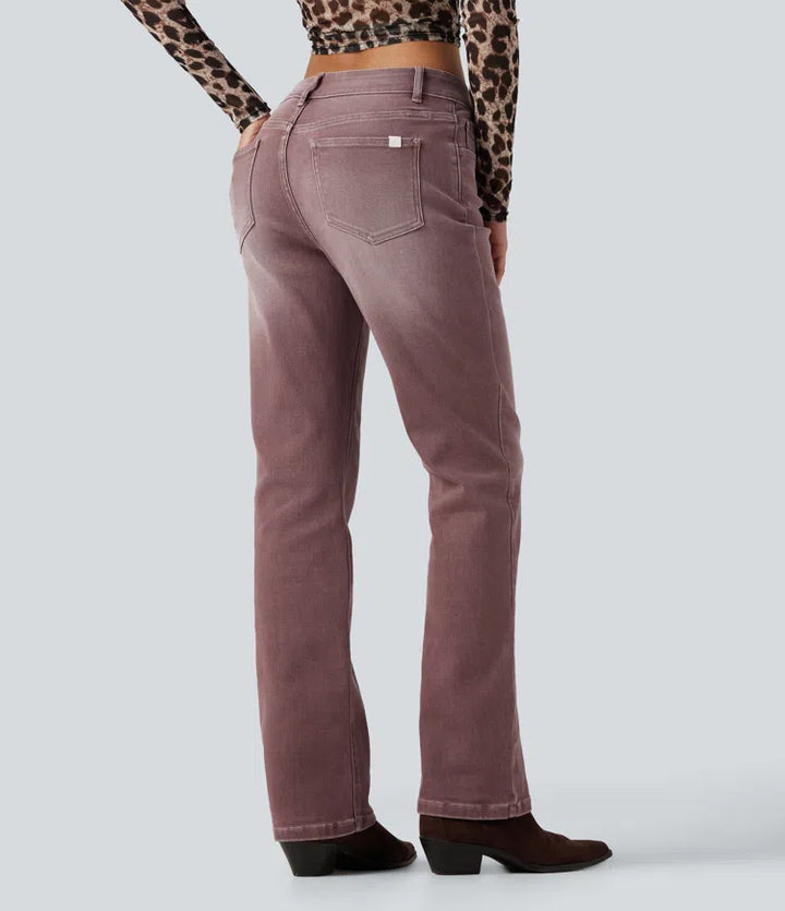 Low Rise Bootcut Colorful Casual Jeans with Pockets