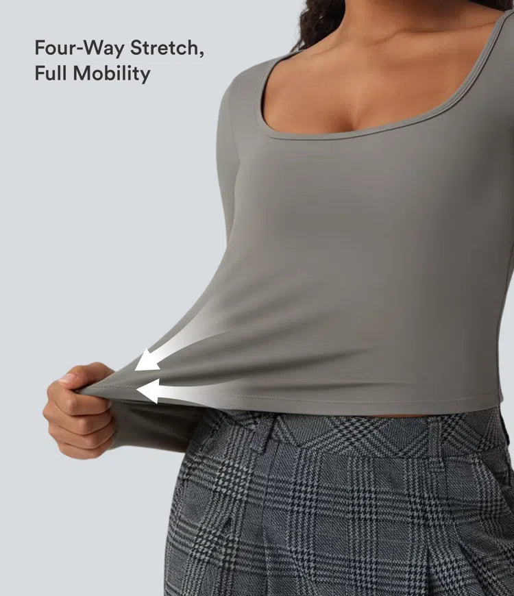 SoftlyZero Airy Scoop Neck Short Sleeve InstantCool Work T-Shirt