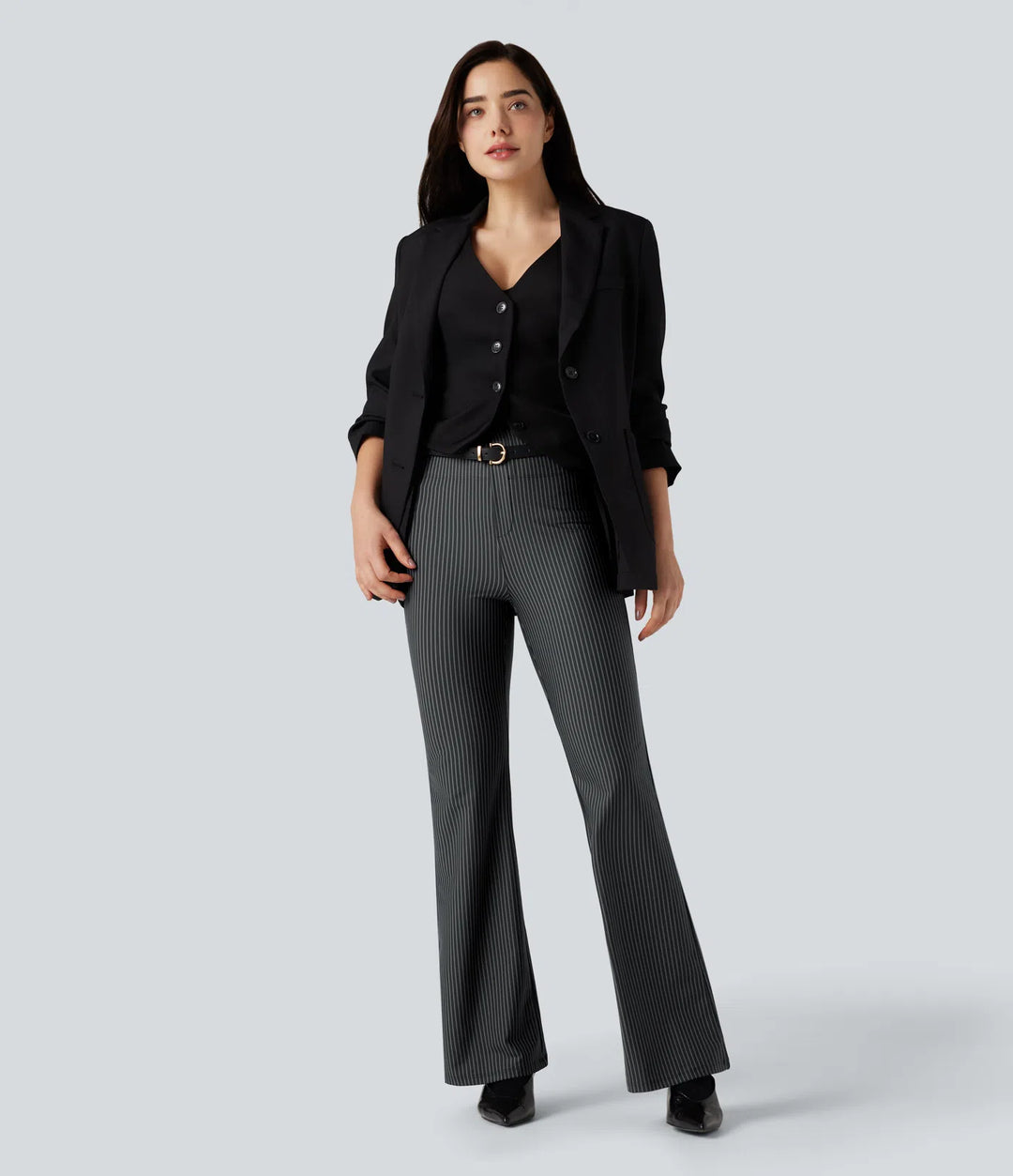 Halara Flex High Waisted Striped Work Flare Pants with Pockets