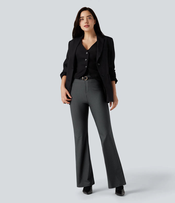 Halara Flex High Waisted Striped Work Flare Pants with Pockets