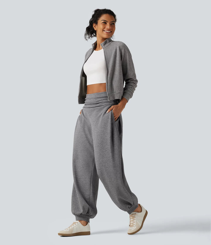 HIgh Waisted Ruched Balloon Casual Joggers with Pockets