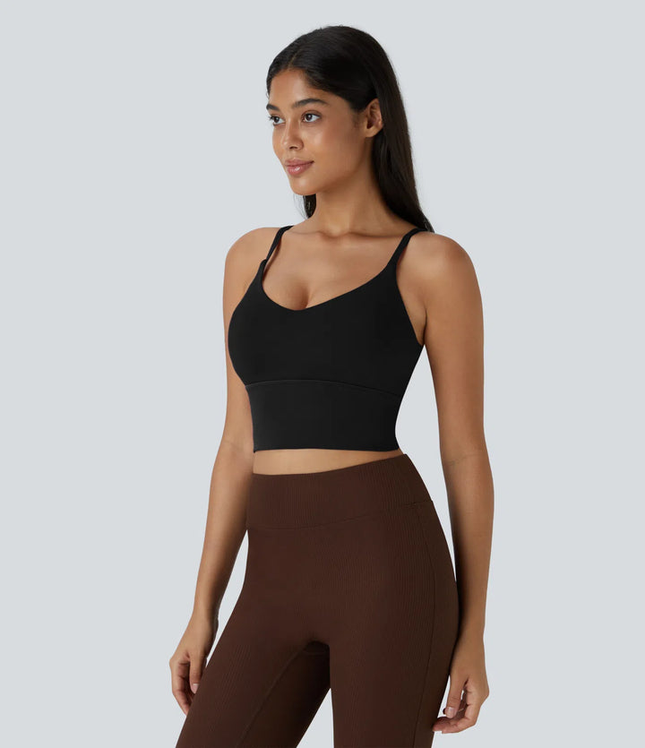SoftlyZero Low Support V Neck Yoga Sports Bra-A-D Cups