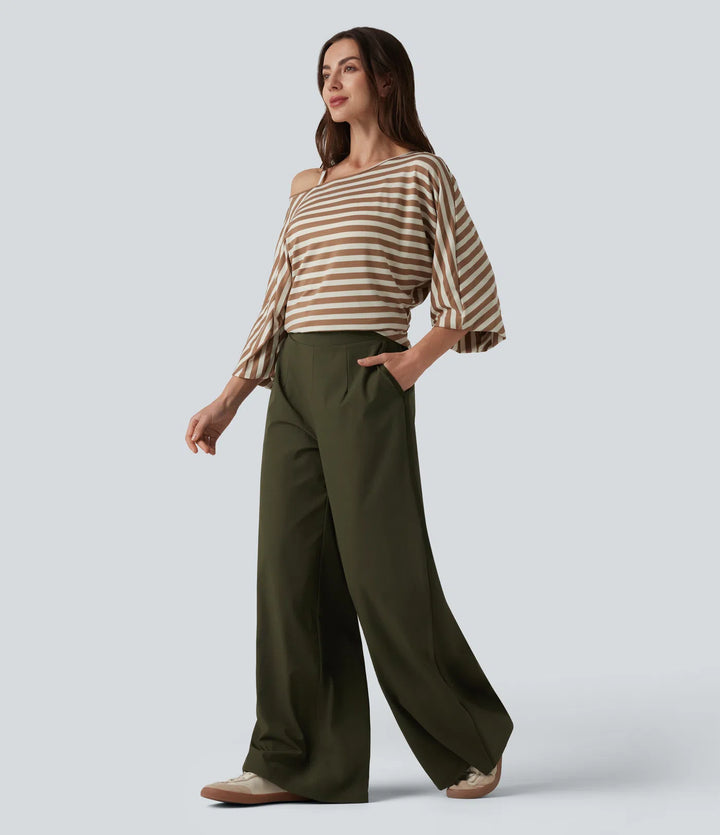 High Waisted Wide Leg Baggy Casual Pants with Pockets