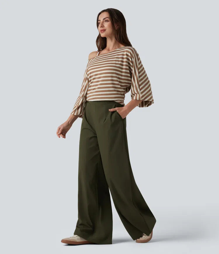 High Waisted Wide Leg Baggy Casual Pants with Pockets