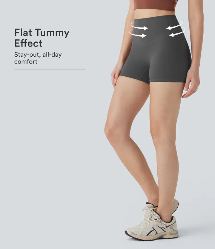 Halara UltraSculpt High Waisted Tummy Control Pocket Shaping Training Biker Shorts 3&