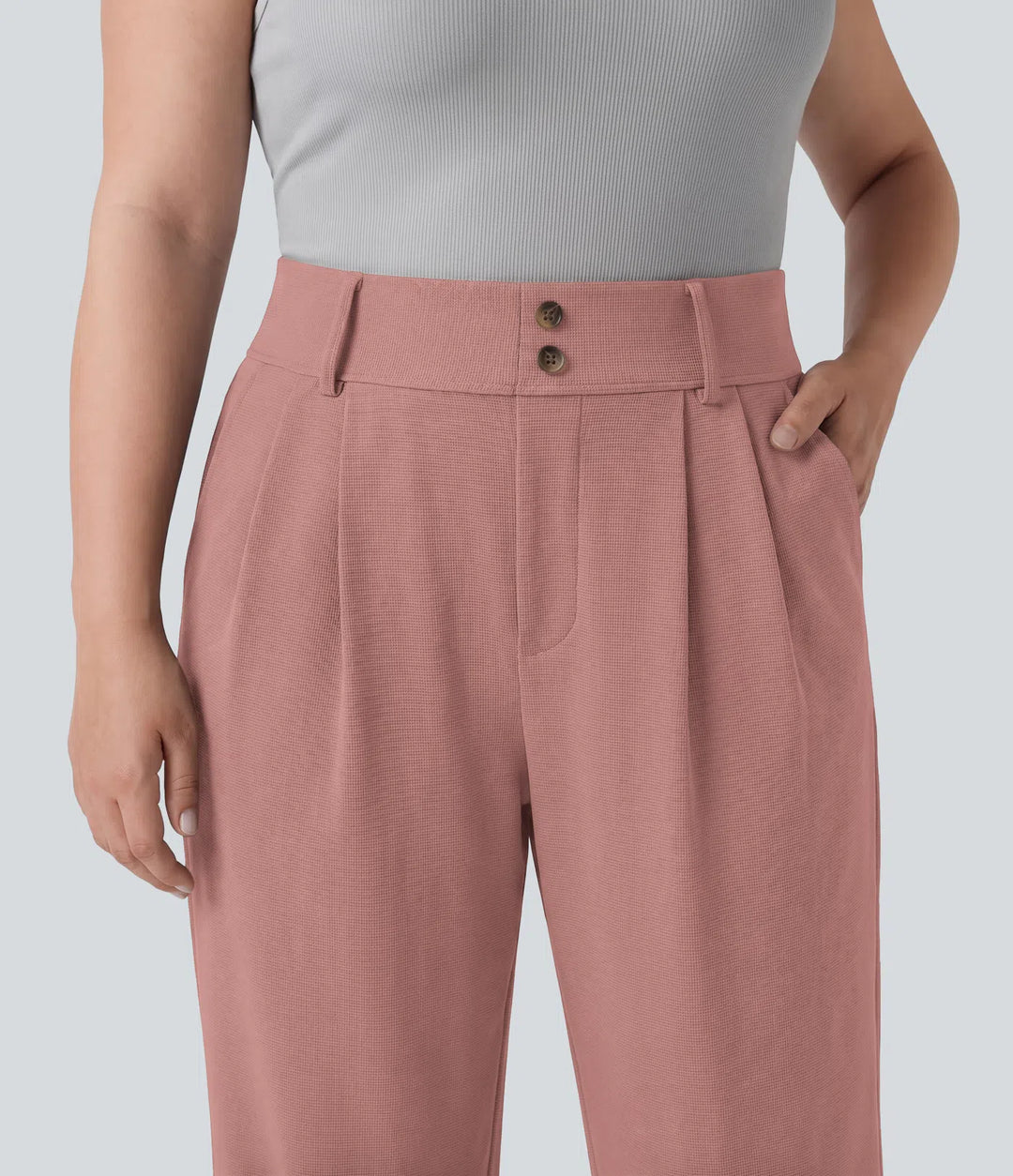 Plus Size Halara Flex High Waisted Tapered Waffle Work Pants with Pockets