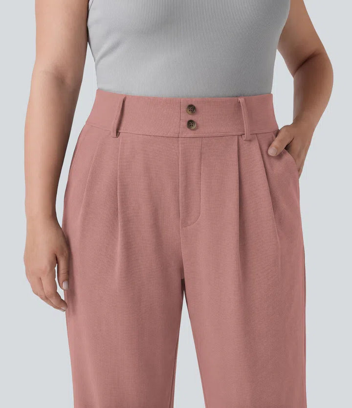 Plus Size Halara Flex High Waisted Tapered Waffle Work Pants with Pockets