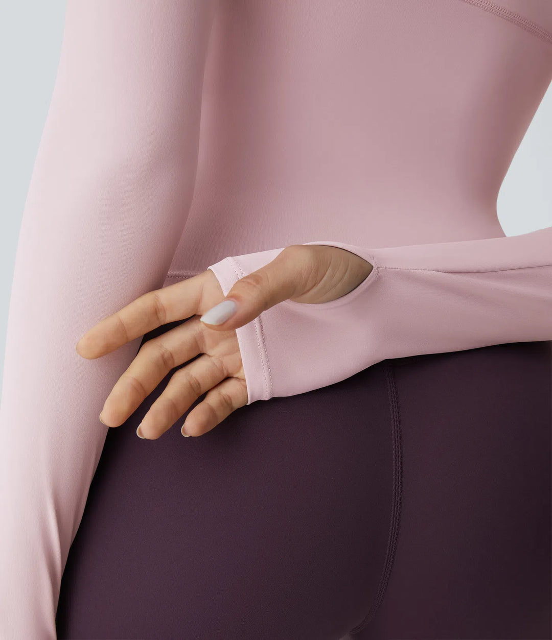 Solid Thumb Hole Yoga Sports Top
