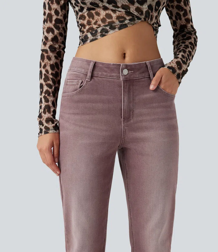 Low Rise Bootcut Colorful Casual Jeans with Pockets