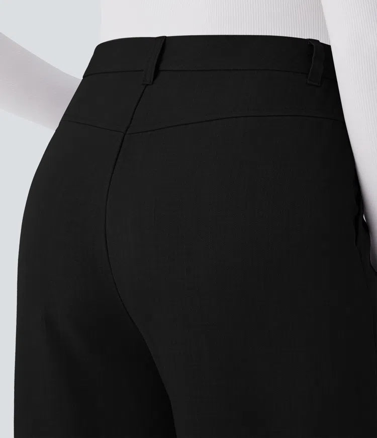 High Waisted Pocket Straight Leg Work Pants