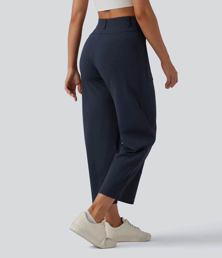 DayStretch High Waisted Barrel Leg Casual Pants with Pockets
