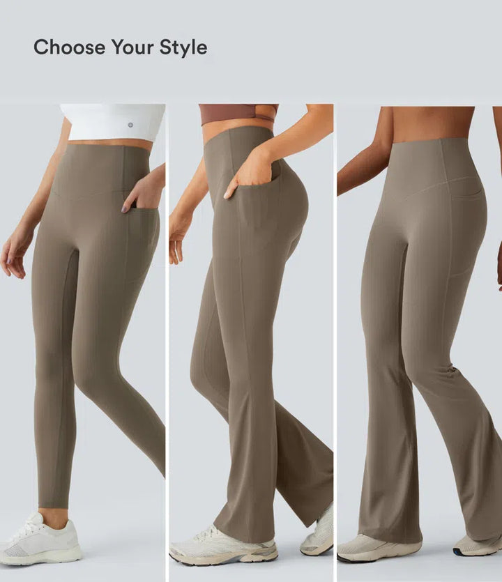 Halara UltraSculpt High Waisted Tummy Control Flare Yoga Leggings with Pockets