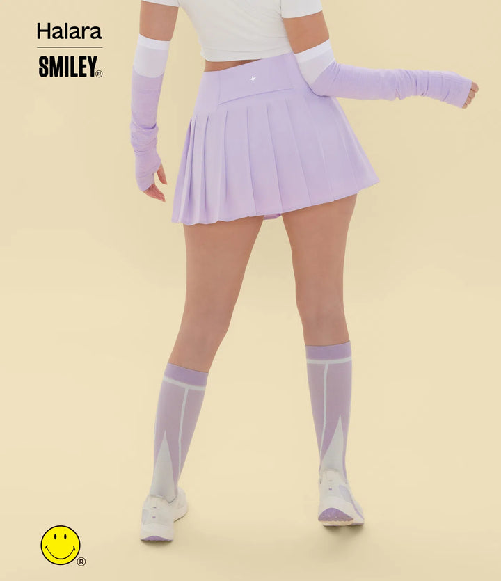 Halara X Smiley® Breezeful High Waisted Pleated 2-in-1 Asymmetric Hem Quick Dry Mini Dance Skirt with Pockets