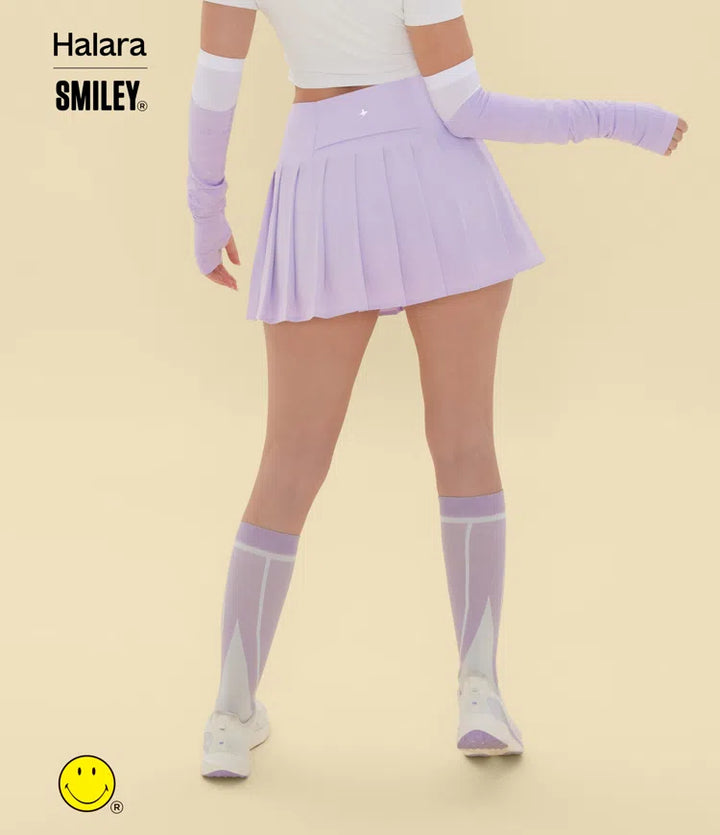 Halara X Smiley® Breezeful High Waisted Pleated 2-in-1 Asymmetric Hem Quick Dry Mini Dance Skirt with Pockets