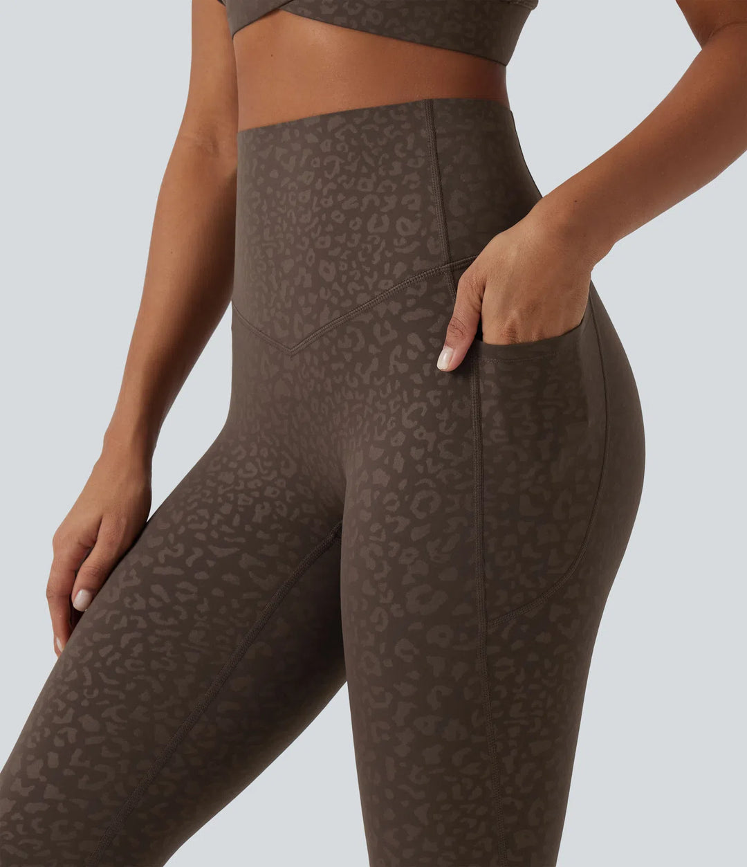 Halara UltraSculpt Leopard Print High Waisted Tummy Control Yoga Leggings with Pockets