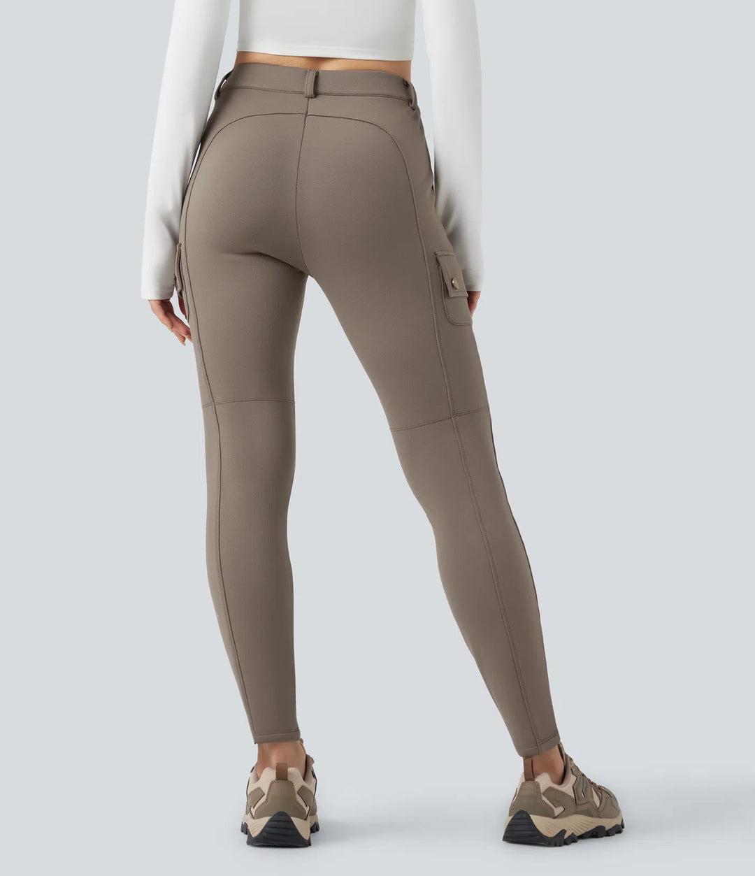 High Waisted Skinny Fleece Hiking Cargo Pants with Pockets