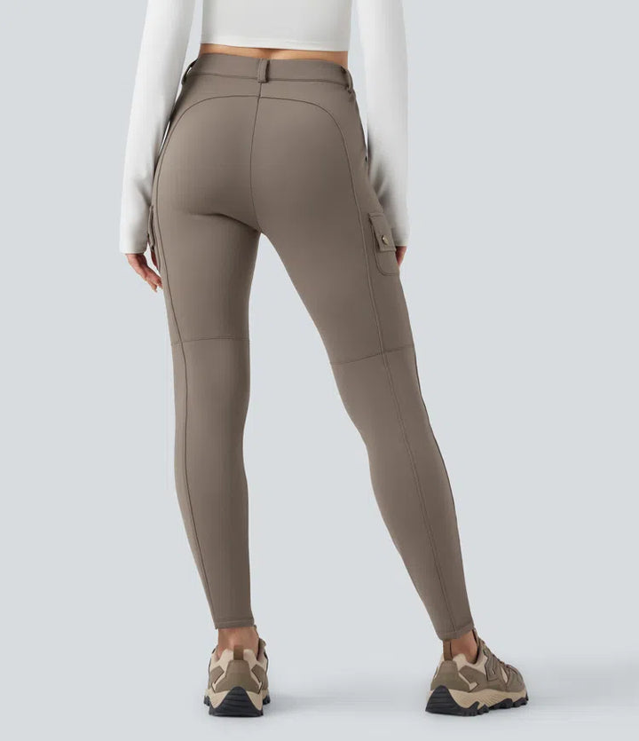 High Waisted Skinny Fleece Hiking Cargo Pants with Pockets