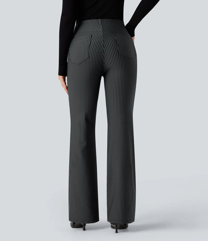Halara Flex High Waisted Striped Work Flare Pants with Pockets