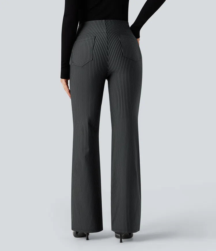 Halara Flex High Waisted Striped Work Flare Pants with Pockets