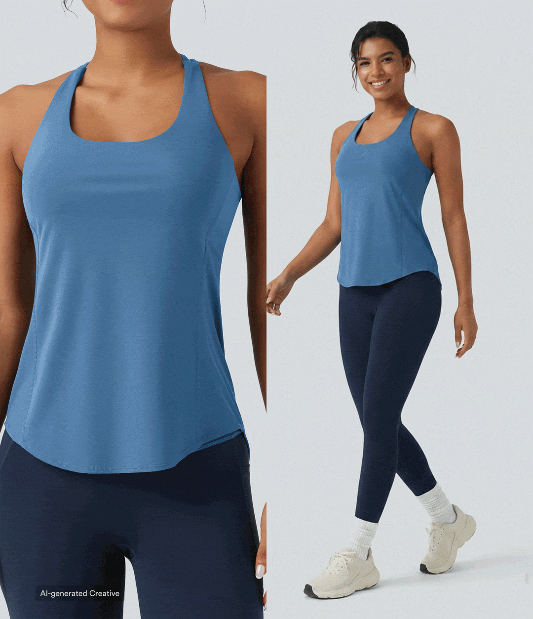 Halara UltraSculpt Round Neck Crisscross Back Running Tank Tops DD-F Cups