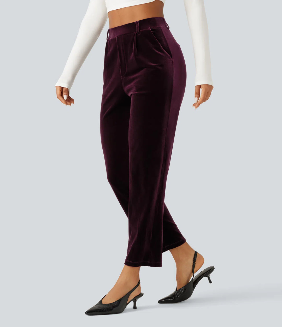Halara Flex High Waisted Velvet Work Pants with Pockets