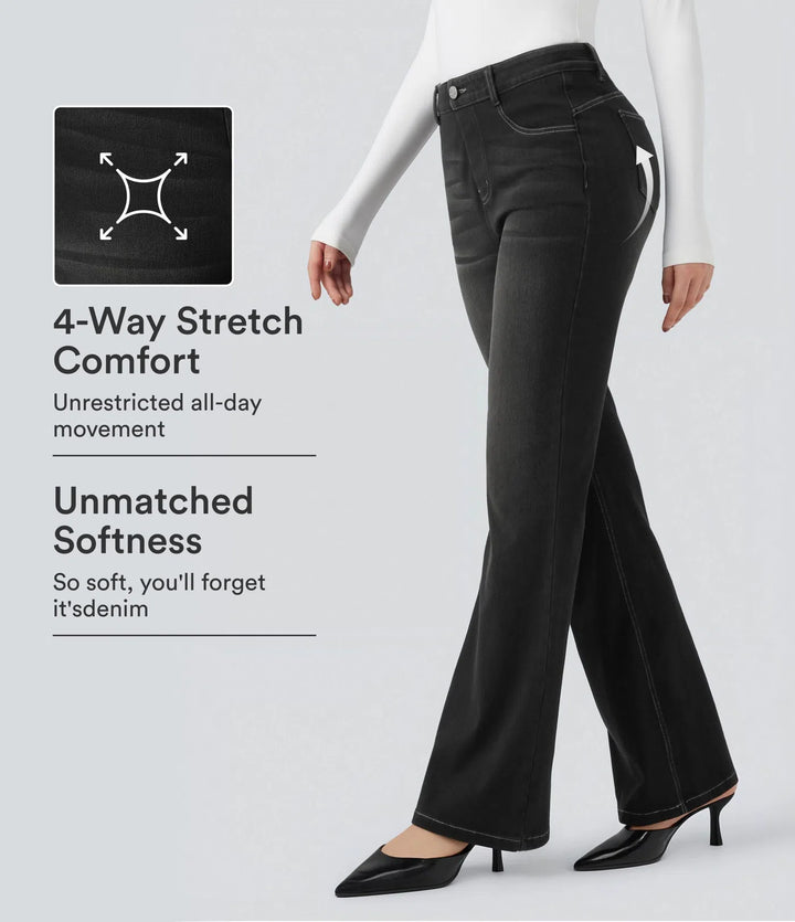 Halara Flex High Waisted Tummy Control Butt Lifting Denim Casual Bootcut Leggings with Pockets