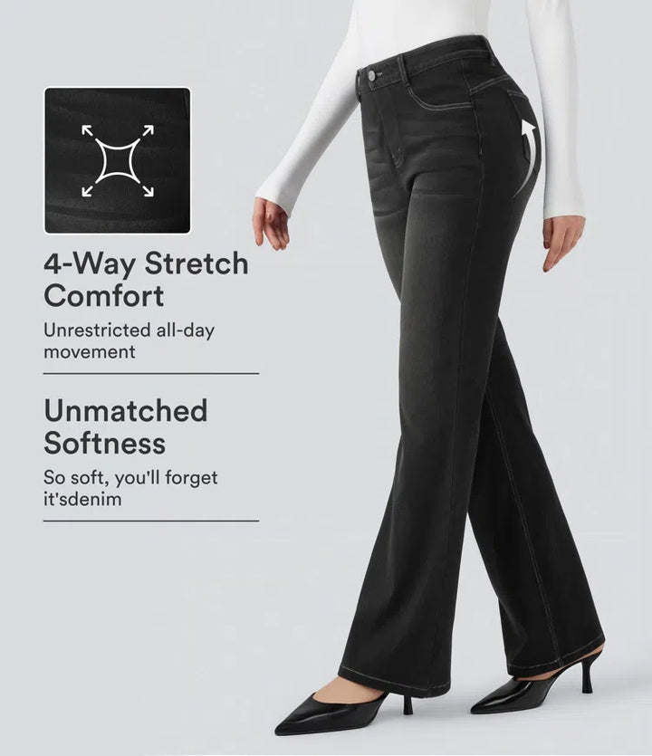 Halara Flex High Waisted Tummy Control Butt Lifting Denim Casual Bootcut Leggings with Pockets