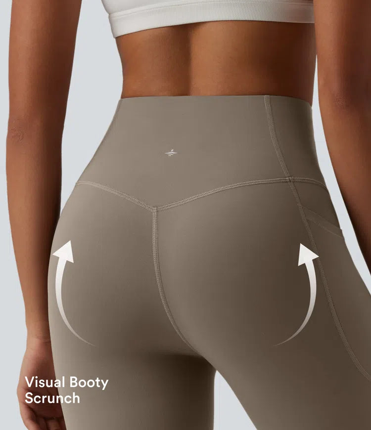 Halara UltraSculpt High Waisted Tummy Control Flare Yoga Leggings with Pockets