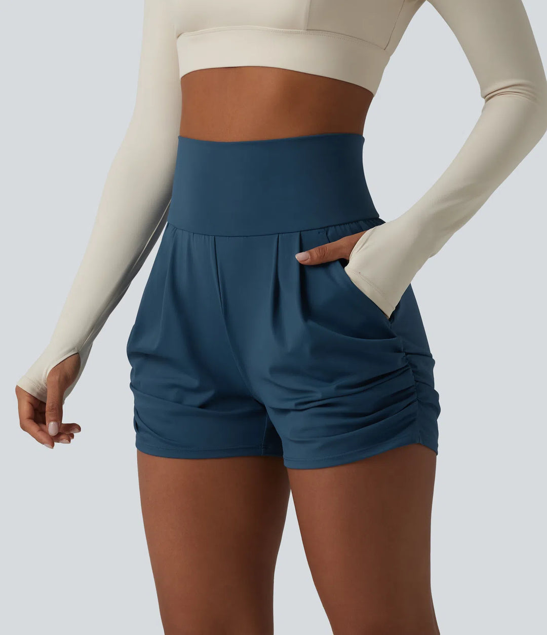 SoftlyZero Airy High Waisted Ruched InstantCool Yoga Shorts 3&