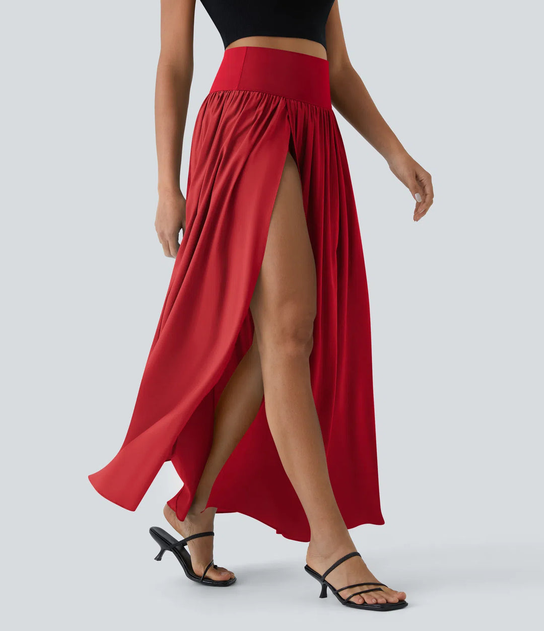 Breezeful High Waisted Split 2-in-1 Flowy Quick Dry Maxi Casual Skirt
