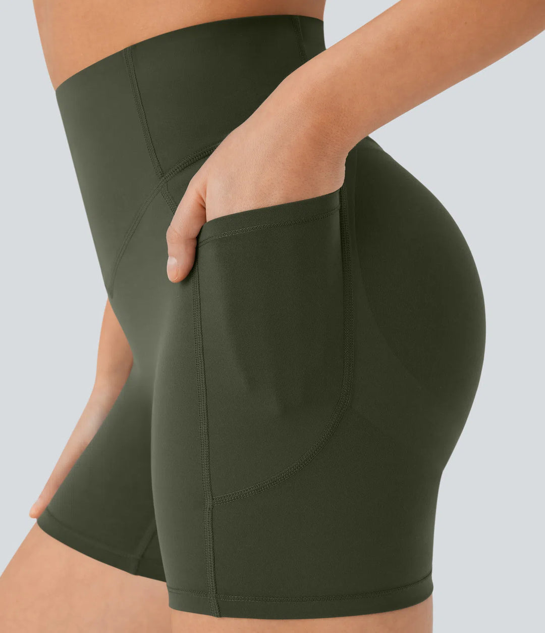 Halara UltraSculpt High Waisted Scrunch Butt Lifting Tummy Control Pocket Shaping Workout Biker Shorts 5&