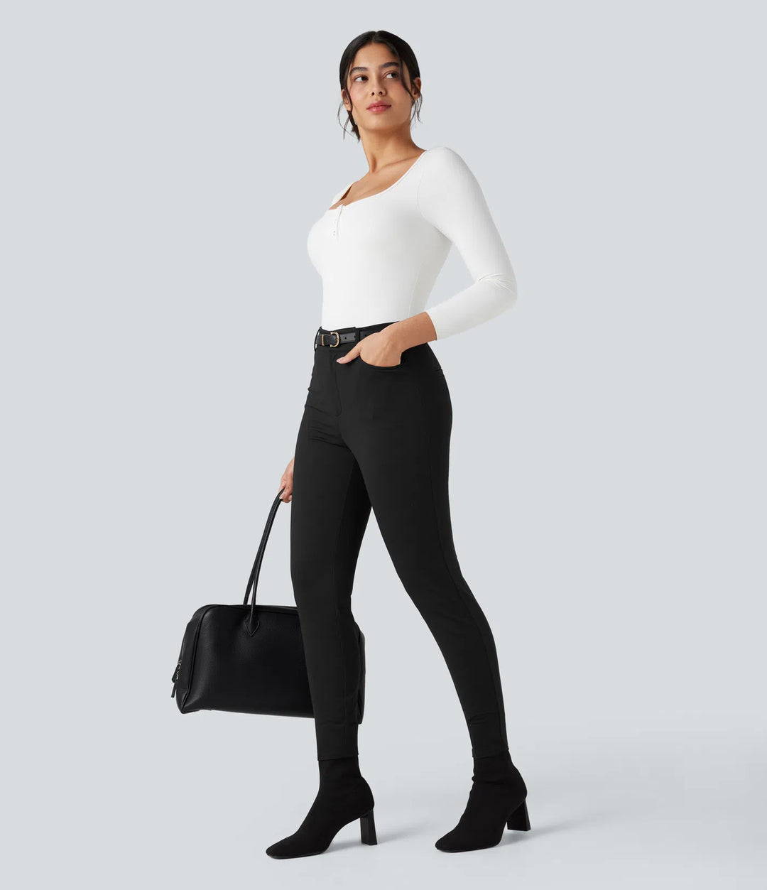 Halara Flex High-waisted Skinny Herringbone Work Pants with Pockets