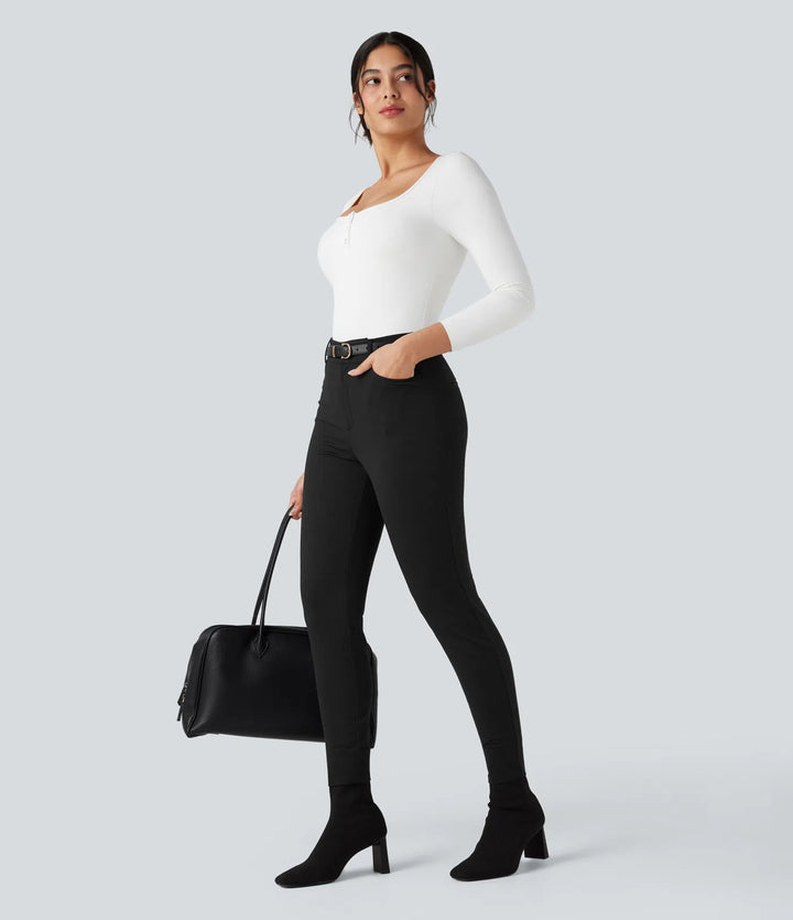 Halara Flex High-waisted Skinny Herringbone Work Pants with Pockets