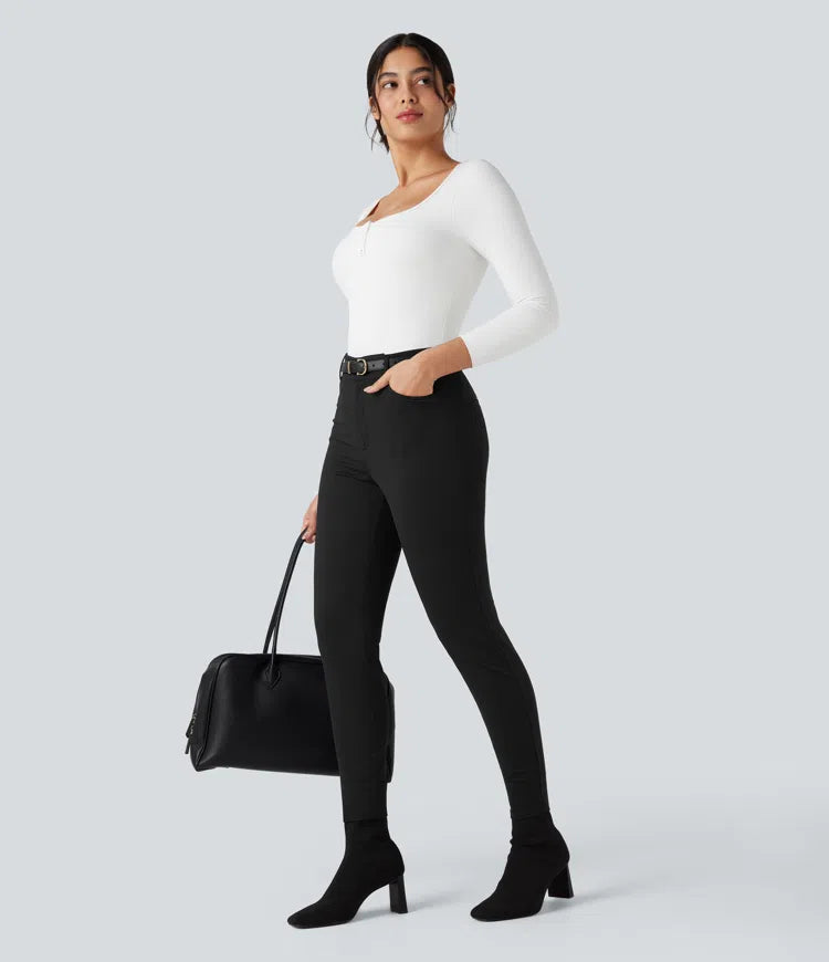 Halara Flex High-waisted Skinny Herringbone Work Pants with Pockets