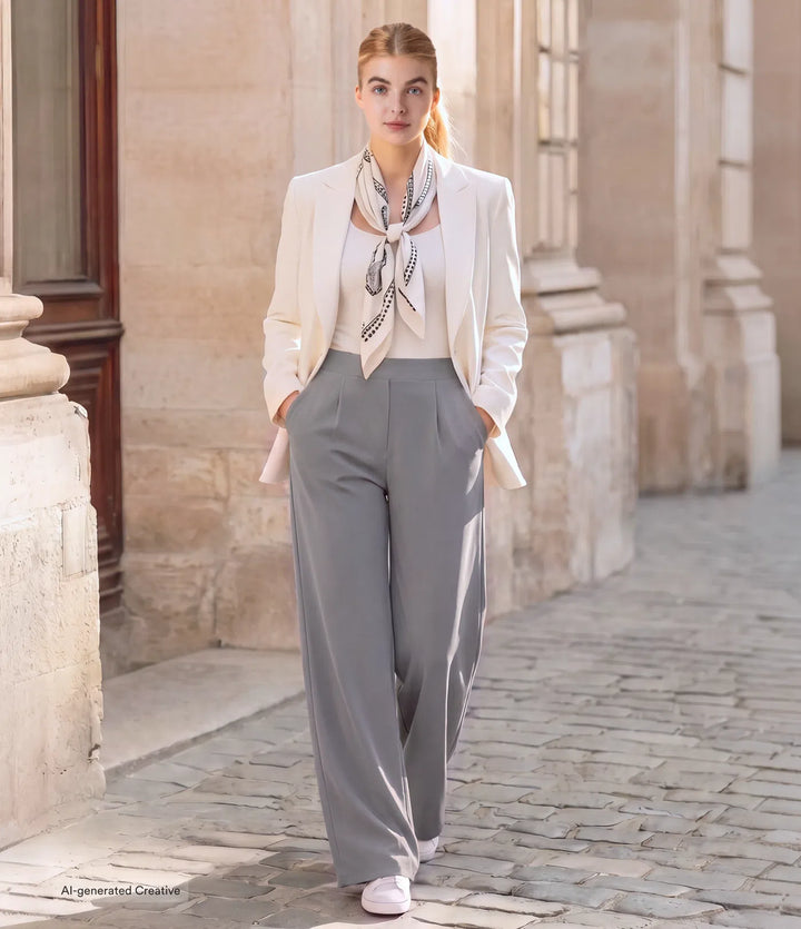 Halara Flex High Waisted Body Sculpt Waist-Slimming Pocket Wide Leg Micro Waffle Work Pants