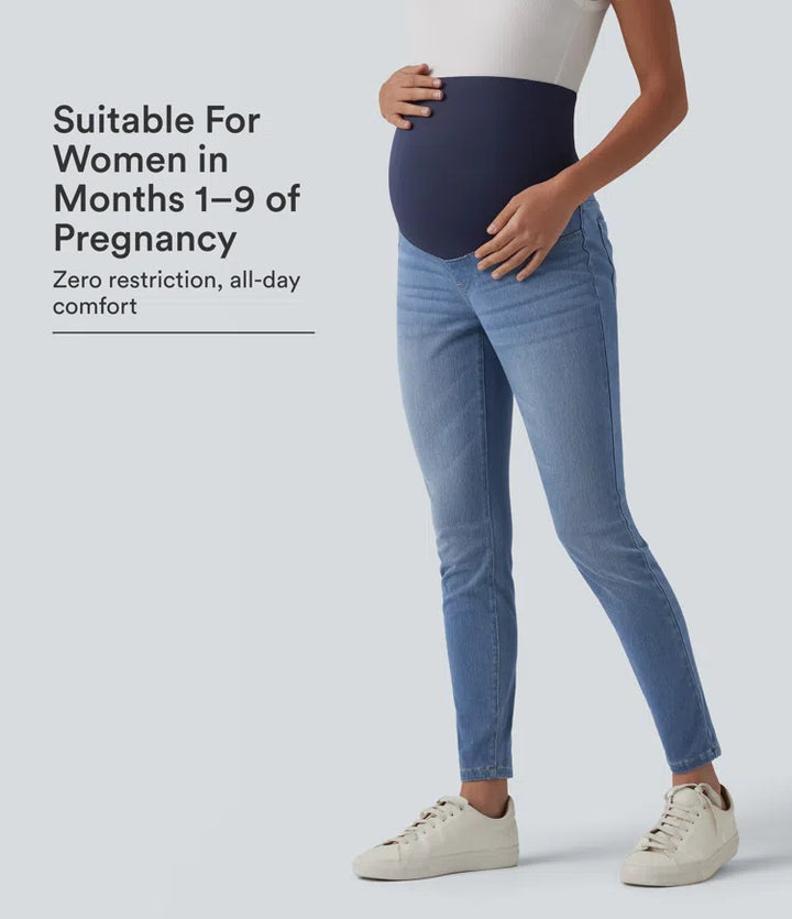 Halara Flex Super High Waisted Skinny 7/8 Casual Maternity Jeans with Pockets