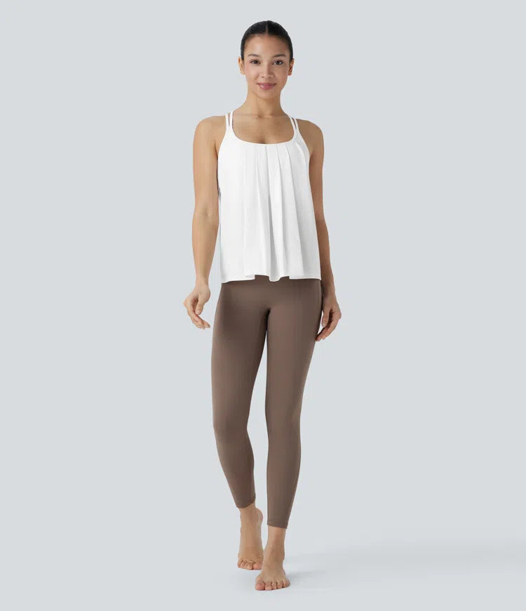 Double Straps Pleated Quick Dry Yoga Cami Top