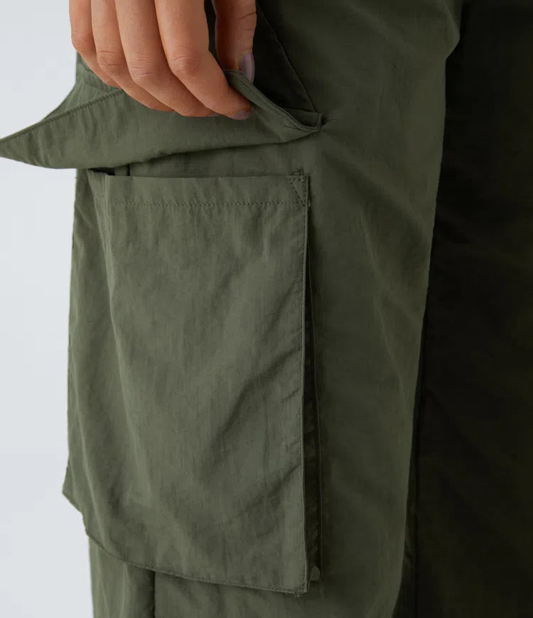 Mid Rise Button Zipper Side Pocket Wide Leg Baggy Casual Cargo Pants