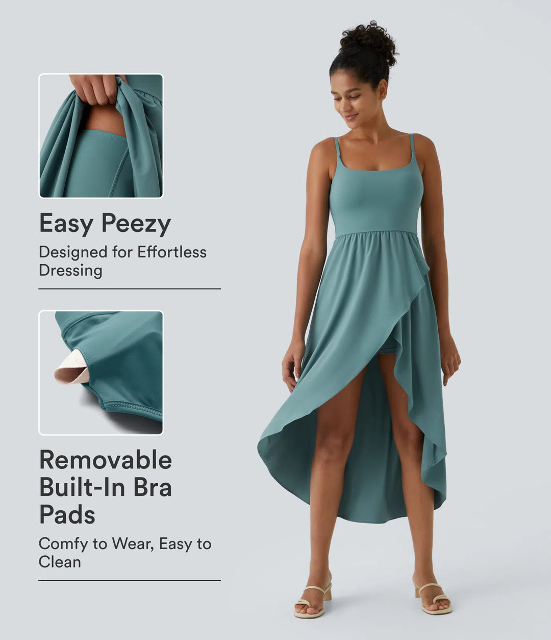 Breezeful High Low 2-Piece Pocket Flowy Midi Quick Dry Casual Dress