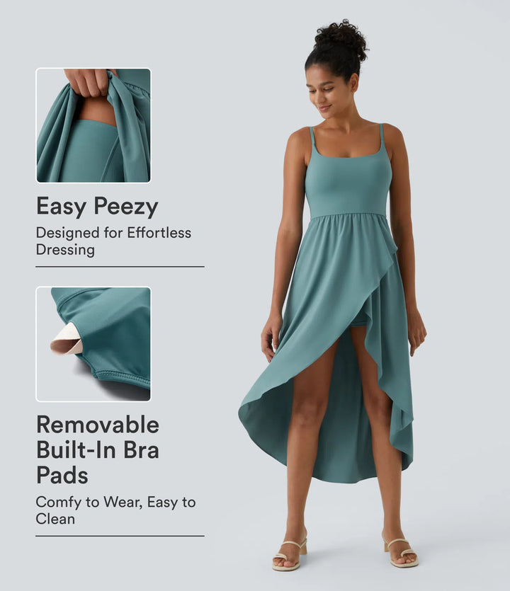 Breezeful High Low 2-Piece Pocket Flowy Midi Quick Dry Casual Dress