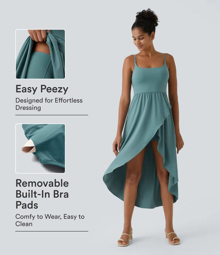 Breezeful High Low 2-Piece Pocket Flowy Midi Quick Dry Casual Dress