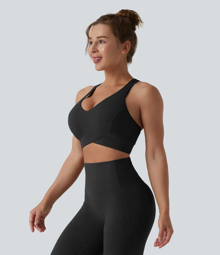 Halara UltraSculpt Light Support V Neck Racerback Running Sports Bra DD-F Cups
