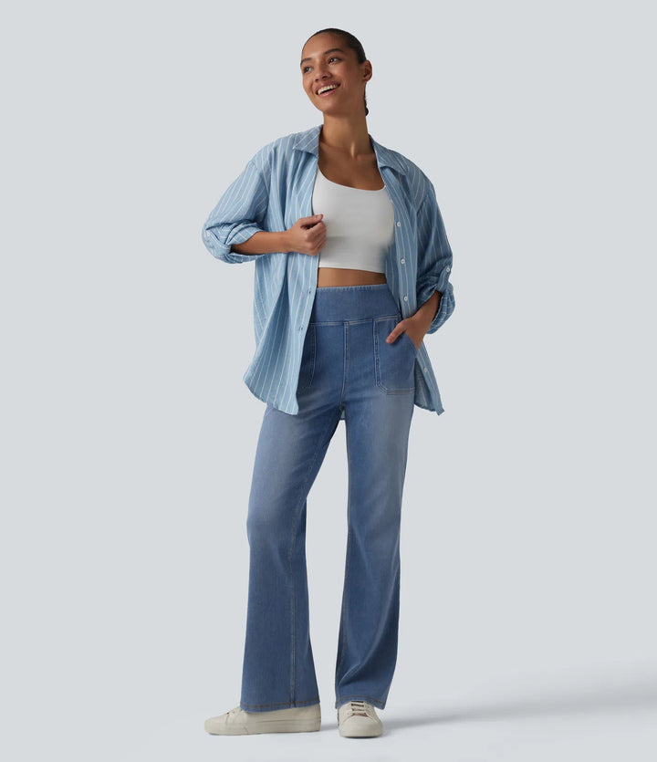 Halara Flex High Waisted Tummy Control Bootcut Casual Jeans with Pockets