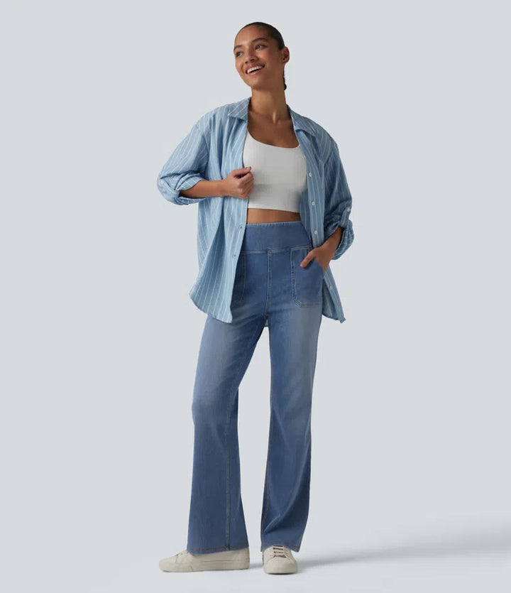 Halara Flex High Waisted Tummy Control Bootcut Casual Jeans with Pockets